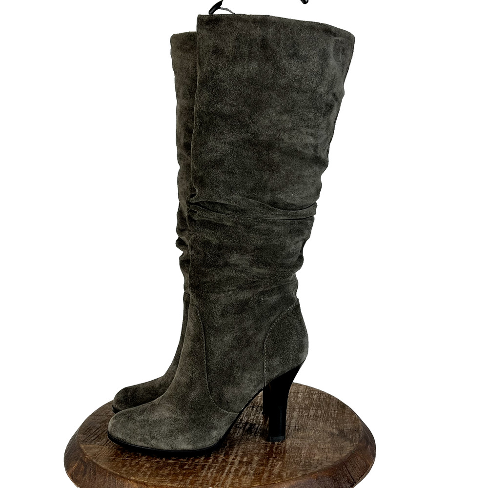 Sofft Boots Womens 8.5 Belfast Brown Suede Leather Slouchy Calf High Heel